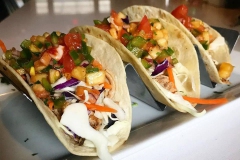 3 grilled chicken tacos topped with mixed vegtable salsa